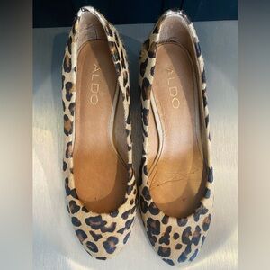 Aldo Leopard Print Wedge Brown and Black